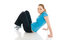 Free The Young Woman Doing Exercise Isolated On A White Stock Photo - 4783300