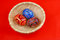 Free Three Russian Tradition Easter Eggs In Yellow Bask Stock Images - 4845724