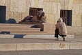Free Hiker Take A Photograph Granite Sculpture Lion Stock Photo - 4983800