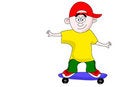 Free The Joyful Boy Going On A Skateboard Royalty Free Stock Image - 5018286
