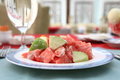 Free Appetizing Salad On A Plate With Cup Of Drinking Stock Images - 5156934