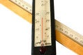 Free Old Alcohol Thermometer And Old Wooden Ruler. Stock Photos - 5203913