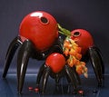 Free Three Red Glazed Vases On Black Stands On Black Stock Photography - 5215522