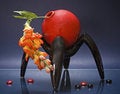 Free Red Glazed Vase On Black Stand On Black Stock Photos - 5215563