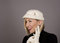 Free Blonde In Fur Hat Laughing And Looking Off Stock Images - 5246914