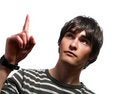 Free Attractive Guy Is Showing Upwards Royalty Free Stock Photos - 5294528