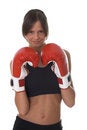 Free Girl With Red Boxing Gloves Royalty Free Stock Photography - 5311757