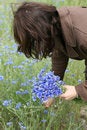 Free Young Woman Collecting Flowers Stock Photo - 5462340