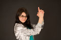 Free Smiling Girl Pointing Her Hands Like A Gun Royalty Free Stock Image - 5484306