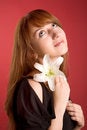 Free Romantic Girl With Flower Stock Images - 5487214