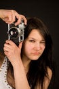 Free Attractive Girl With Retro Camera Stock Images - 5503394