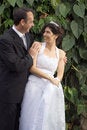 Free Newly Married Couple Stare - Vertical Stock Photo - 5580040