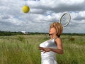 Free Women About To Hit Tennis Ball Royalty Free Stock Photos - 5607178