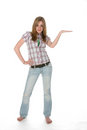 Free Teen With Hand Out For Product Placement Royalty Free Stock Image - 5638636