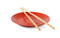 Free Red Plate With Bamboo Chopsticks Royalty Free Stock Photos - 5657528