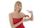 Free Business Woman Advertises Real Estate On White Stock Photography - 5659122