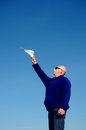 Free Grandfather With Paper Airplane Royalty Free Stock Image - 5673396