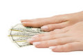 Free Us Dollars With Hands On Them, Isolated Stock Images - 5673524