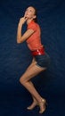 Free A Young Slim Girl Touching Her Lips And Looking Up Stock Image - 5674921