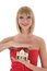 Free Business Woman Advertises Real Estate On White Royalty Free Stock Photo - 5701755