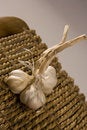 Free Garlic Isloated On White/wood Stock Images - 5795264