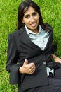 Free Businesswoman Gesturing Thumbs Up Royalty Free Stock Photography - 5817337