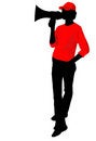 Free Silhouette With A Megaphone Stock Image - 5867841