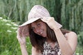 Free Coquettish Smiling Woman In Vintage Hat Stock Image - 5883991