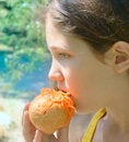 Free Fun Girl Eat Hot-dog On Nature Background Royalty Free Stock Photo - 5897615
