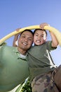 Free Father And Son Standing Under Pole - Vertical Stock Image - 5898461