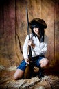 Free Farmer Girl With Shotgun Royalty Free Stock Photography - 5899037