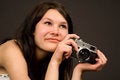 Free Romantic Girl With Retro Camera Stock Image - 5909051
