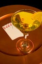 Free Yellow Cocktail And Royal Flush On Tray Stock Photography - 5951762