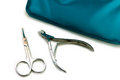 Free Blue Beautician And Nail Scissors. Royalty Free Stock Photography - 6068827