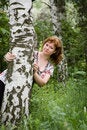 Free The Girl Looks Out From A Birch Stock Photos - 6121413