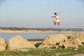 Free A Woman Jumps For Joy Royalty Free Stock Photography - 6312247