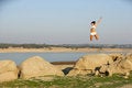 Free A Woman Jumps For Joy Stock Image - 6312341
