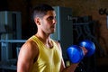 Free Bodybuilder With Blue Plastic Dumbells Royalty Free Stock Photos - 6314738