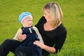 Free Mother And Chld Sit On Meadow Stock Images - 6375574