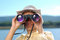 Free Woman With The Binoculars Over A Mountains Stock Photo - 6393550