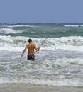 Free Man Surf Fishing Stock Image - 6459091