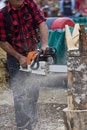 Free Chainsaw Sculptor Carving Log Sculpture Royalty Free Stock Photography - 6472747