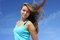 Free Girl On A Background Of The Dark Blue Sky Royalty Free Stock Photo - 6475495
