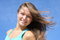 Free The Young Girl On A Background Of The Dark Blue Sk Royalty Free Stock Photography - 6518057