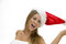 Free Posing Smiling Model With Santa Cap Royalty Free Stock Images - 6538609