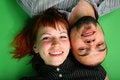 Free Girl With Red Hair And Guy Lie Head To Head Stock Photos - 6581493