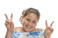 Free Girl Showing Winning Sign Stock Images - 6618834