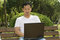 Free Man Using A Laptop In The Park Royalty Free Stock Images - 6633459