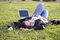 Free Girl With Laptop On Grass, Campus Royalty Free Stock Image - 6679626