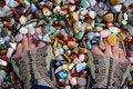 Free Feet At Sandal Footwear On Gem Stones Royalty Free Stock Images - 6761649